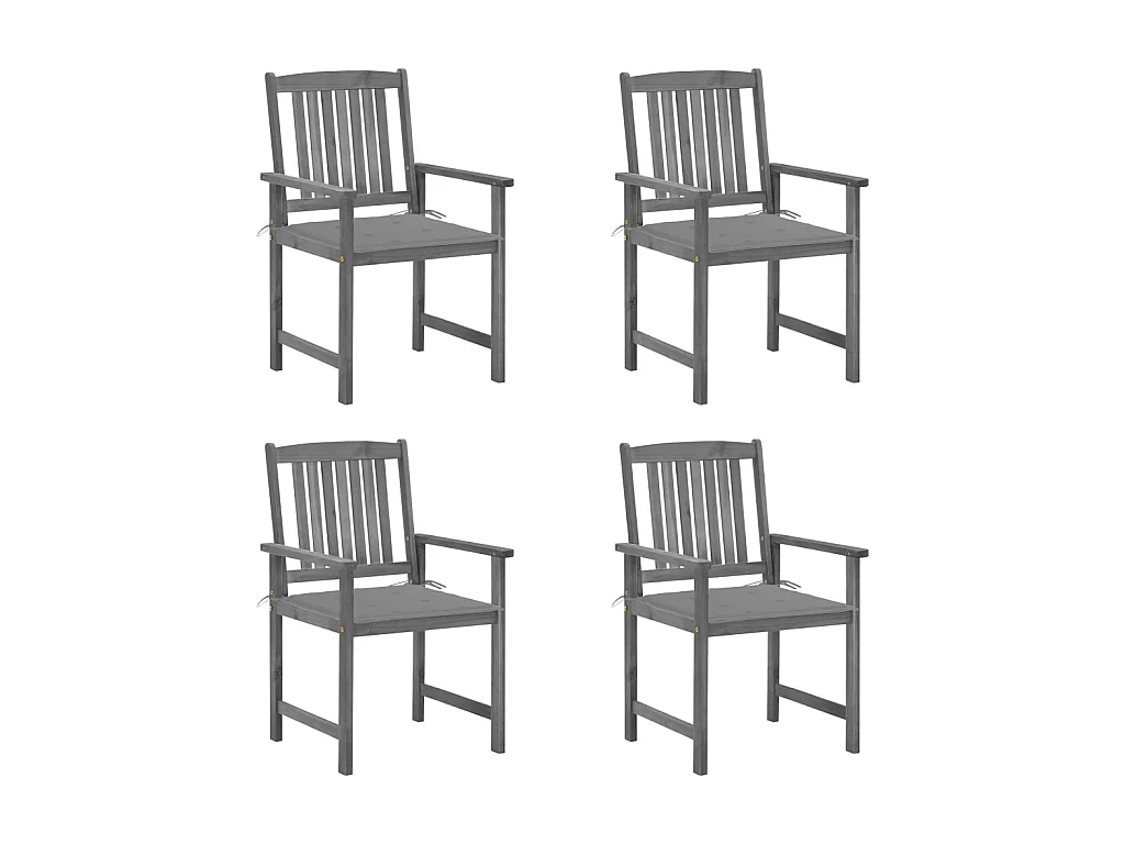 Chaises de jardin avec coussins 4 pcs Gris Bois d'acacia massif SEF75035