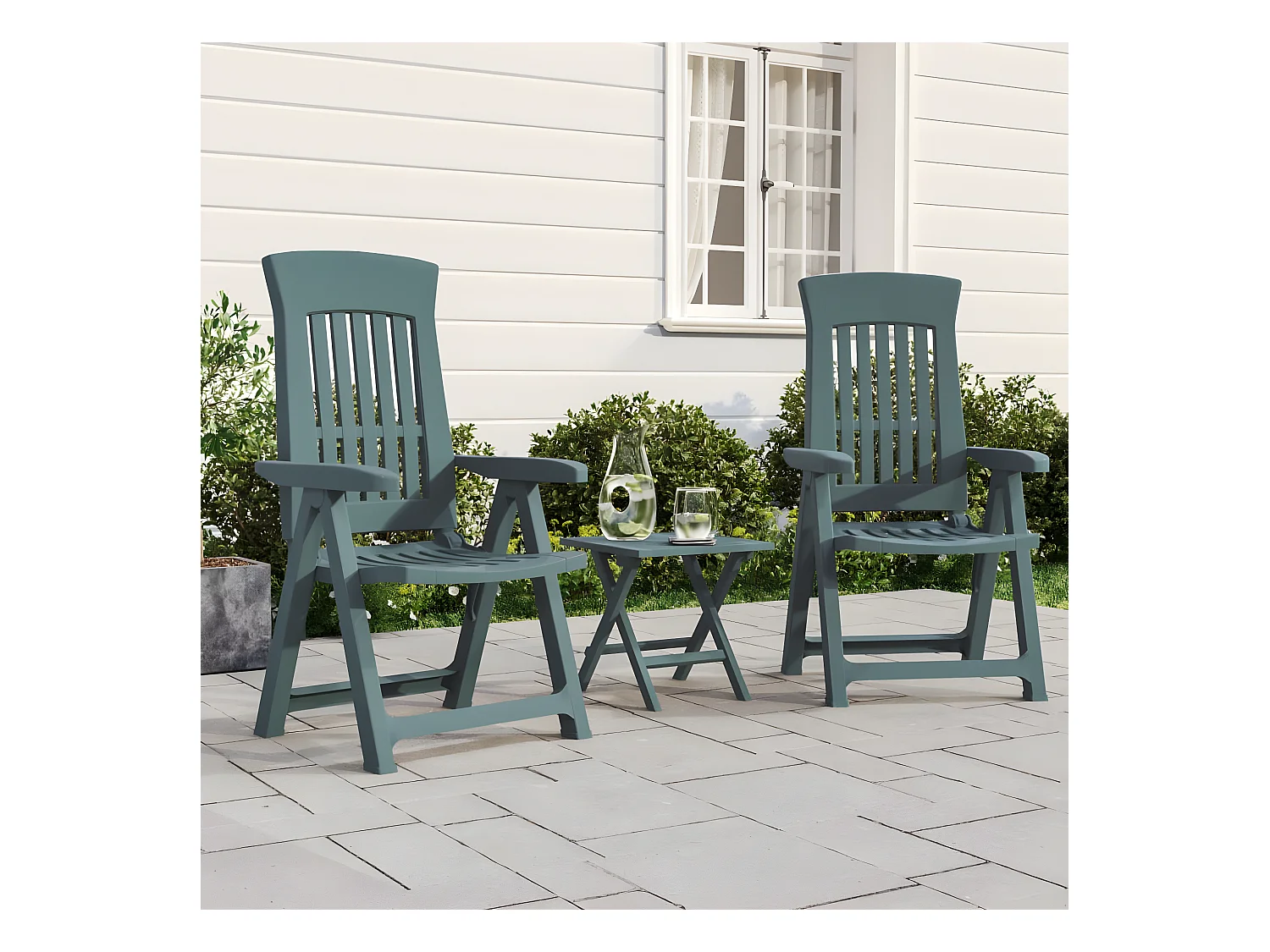 Chaises inclinables de jardin 2 pcs vert PP SEF51663