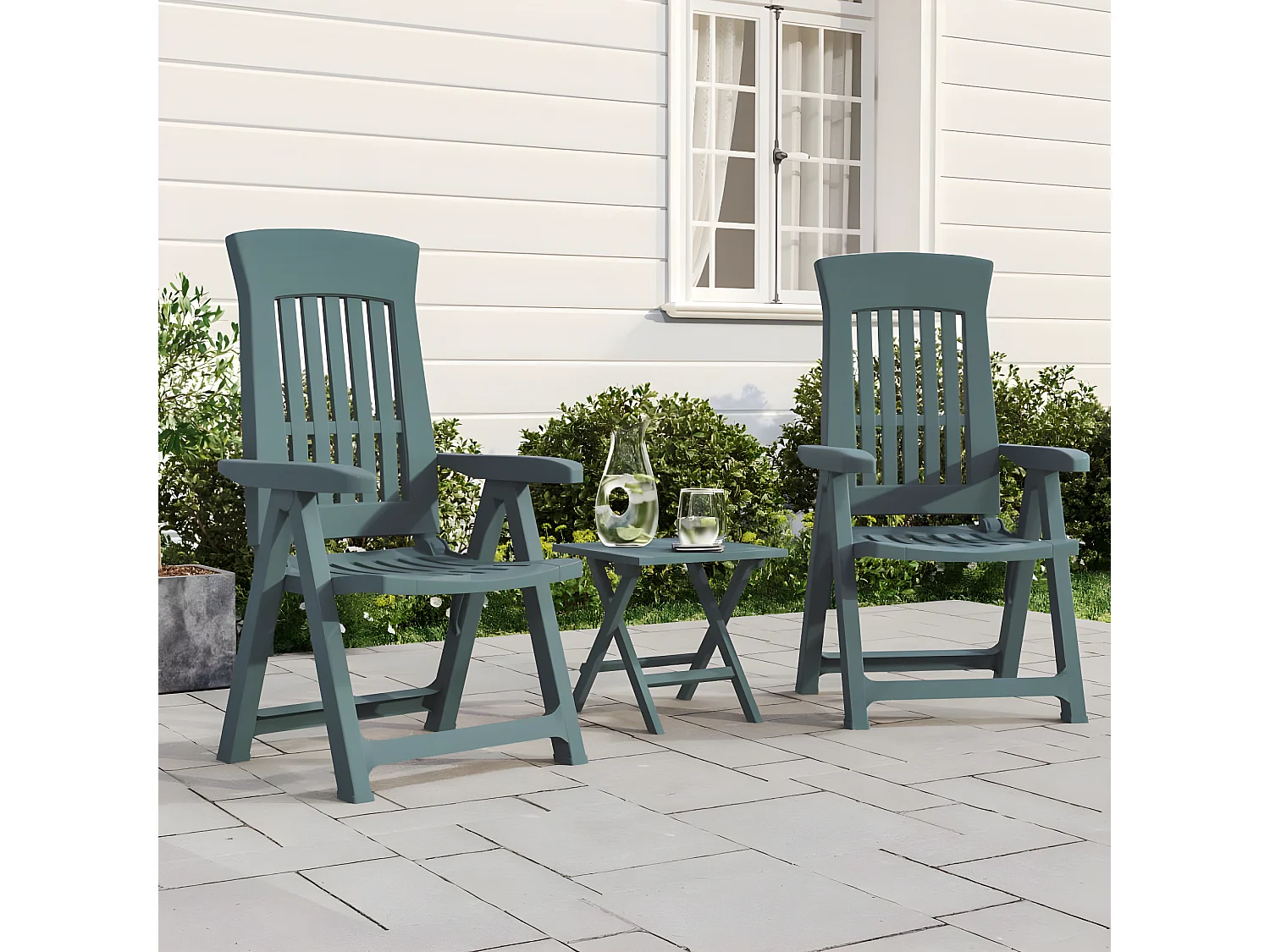 Tuinstoelen 2 st verstelbaar PP groen NL16590