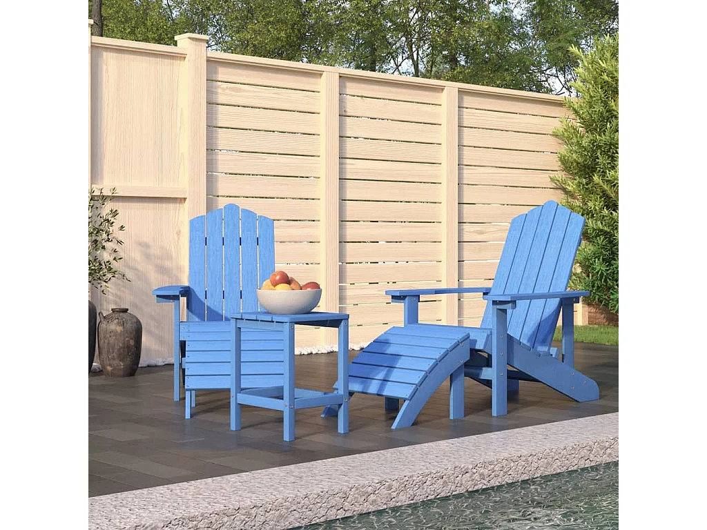 Chaises de jardin Adirondack repose-pied table PEHD Bleu aqua SEF28001
