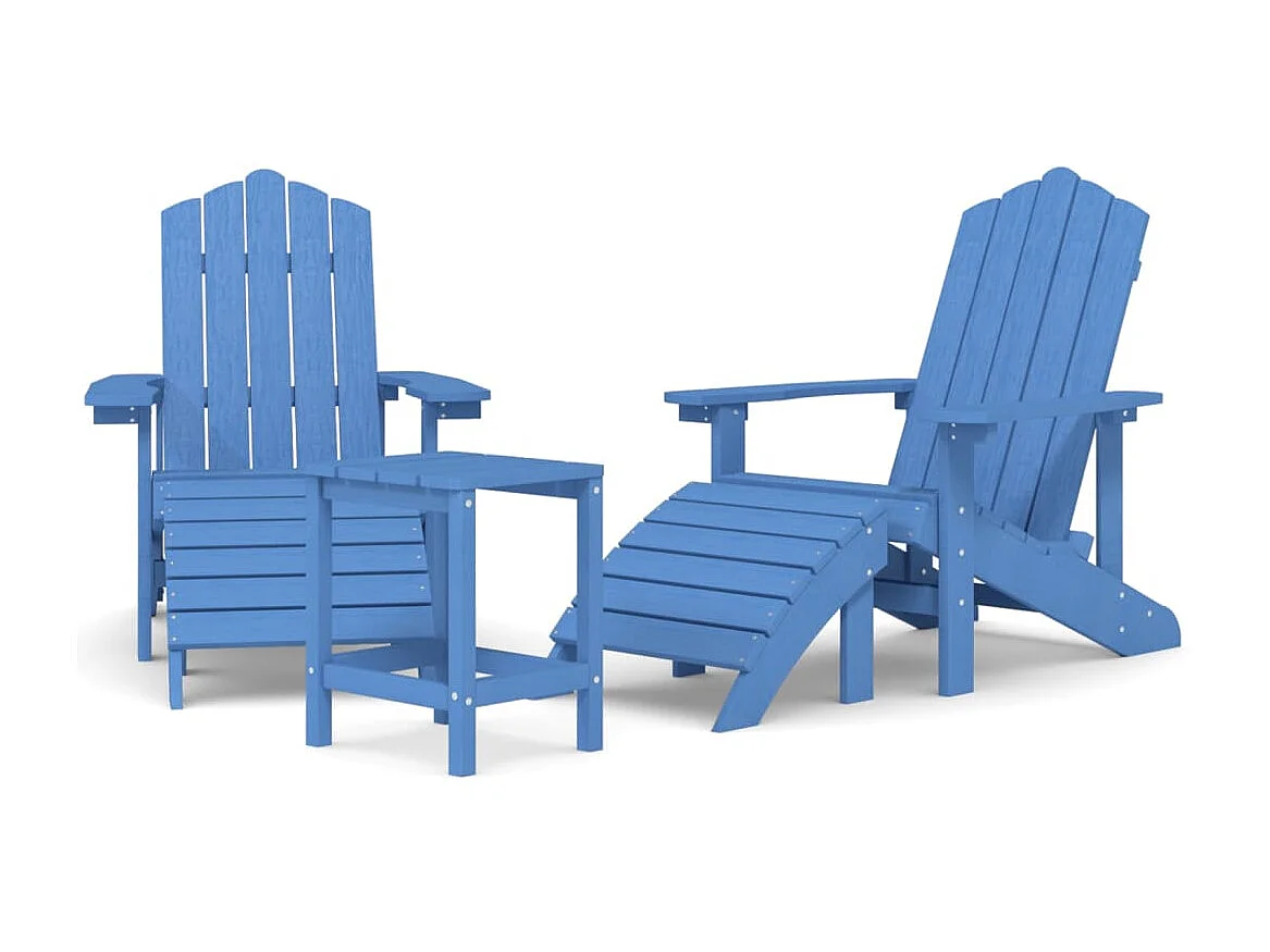 Chaises de jardin Adirondack repose-pied table PEHD Bleu aqua SEF28001