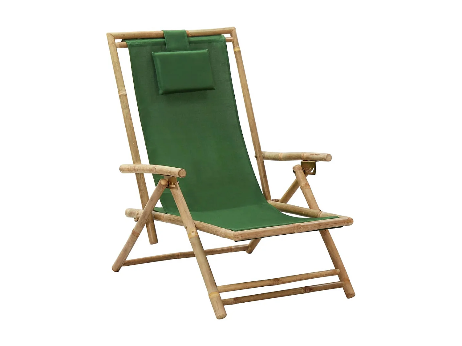 Chaise de jardin inclinable Vert Bambou et tissu SEF33366