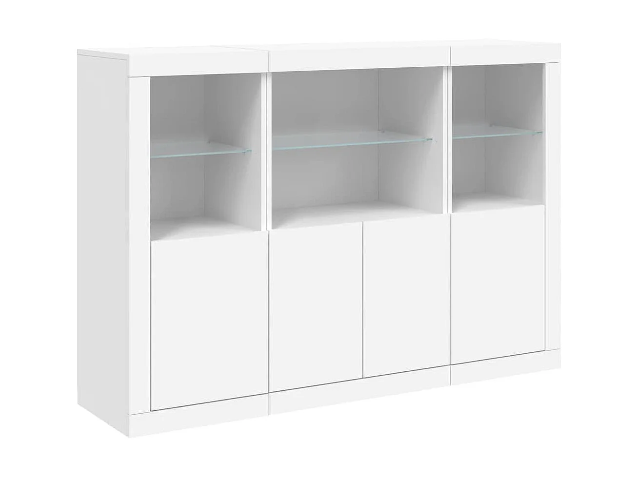 Sideboards mit LED-Leuchten im 3er-Set Anrichten Weiß Holzwerkstoff -RM42276