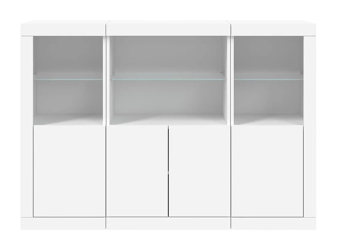 Sideboards mit LED-Leuchten im 3er-Set Anrichten Weiß Holzwerkstoff -RM42276