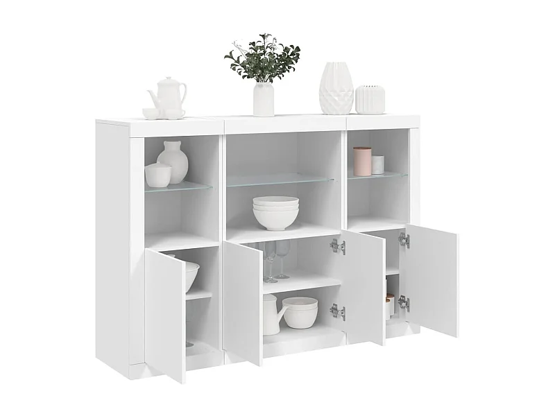 Sideboards mit LED-Leuchten im 3er-Set Anrichten Weiß Holzwerkstoff -RM42276