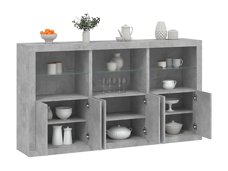 Sideboard mit LED-Leuchten - Anrichte Betongrau 181,5x37x100 cm -RM66957