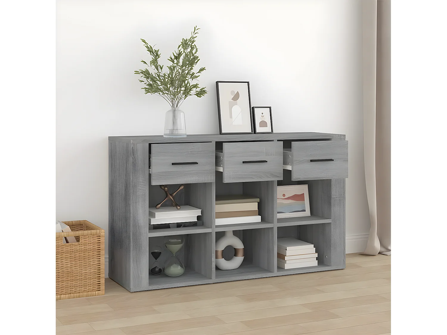 Sideboard Grau Sonoma - Lowboard 100x30x59,5 cm Holzwerkstoff -RM56989