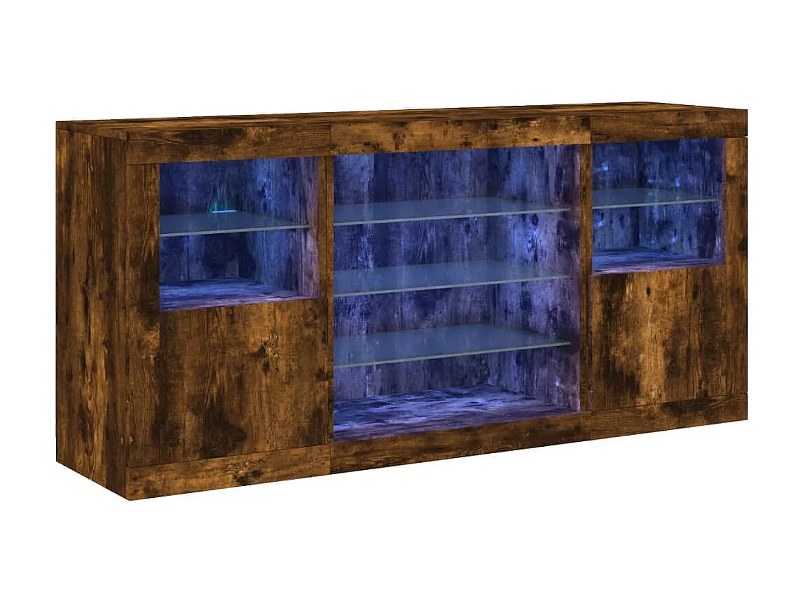 Sideboard mit LED-Leuchten Anrichte Räuchereiche 142,5x37x67 cm -RM92245