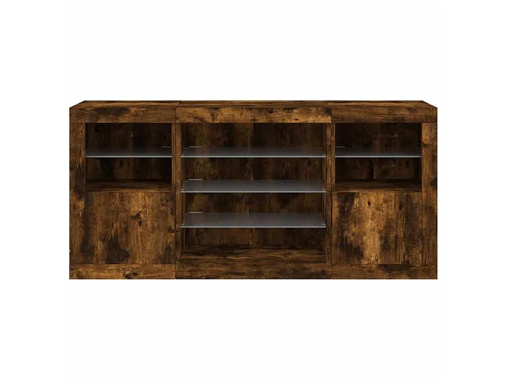 Sideboard mit LED-Leuchten Anrichte Räuchereiche 142,5x37x67 cm -RM92245