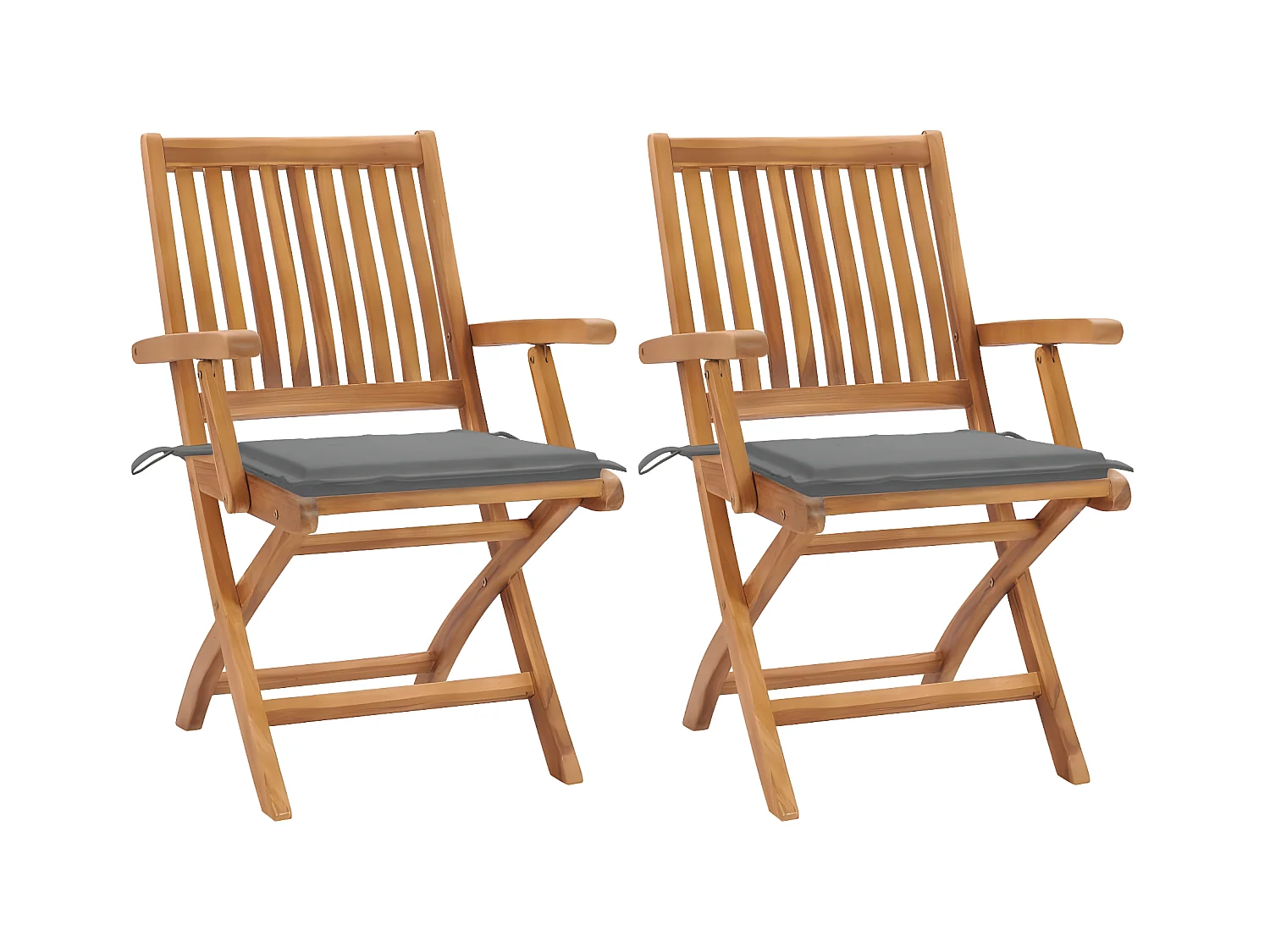 Chaises de jardin 2 pcs avec coussins gris Bois de teck massif SEF61892
