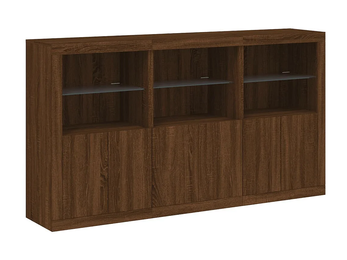 Sideboard Braun Anrichte mit LED-Leuchten Eichen-Optik 181,5x37x100 cm -RM58748