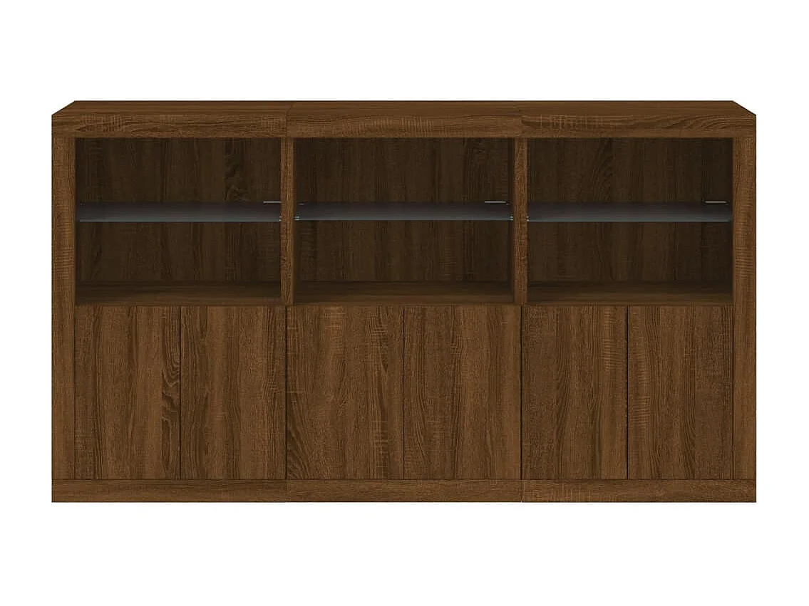 Sideboard Braun Anrichte mit LED-Leuchten Eichen-Optik 181,5x37x100 cm -RM58748