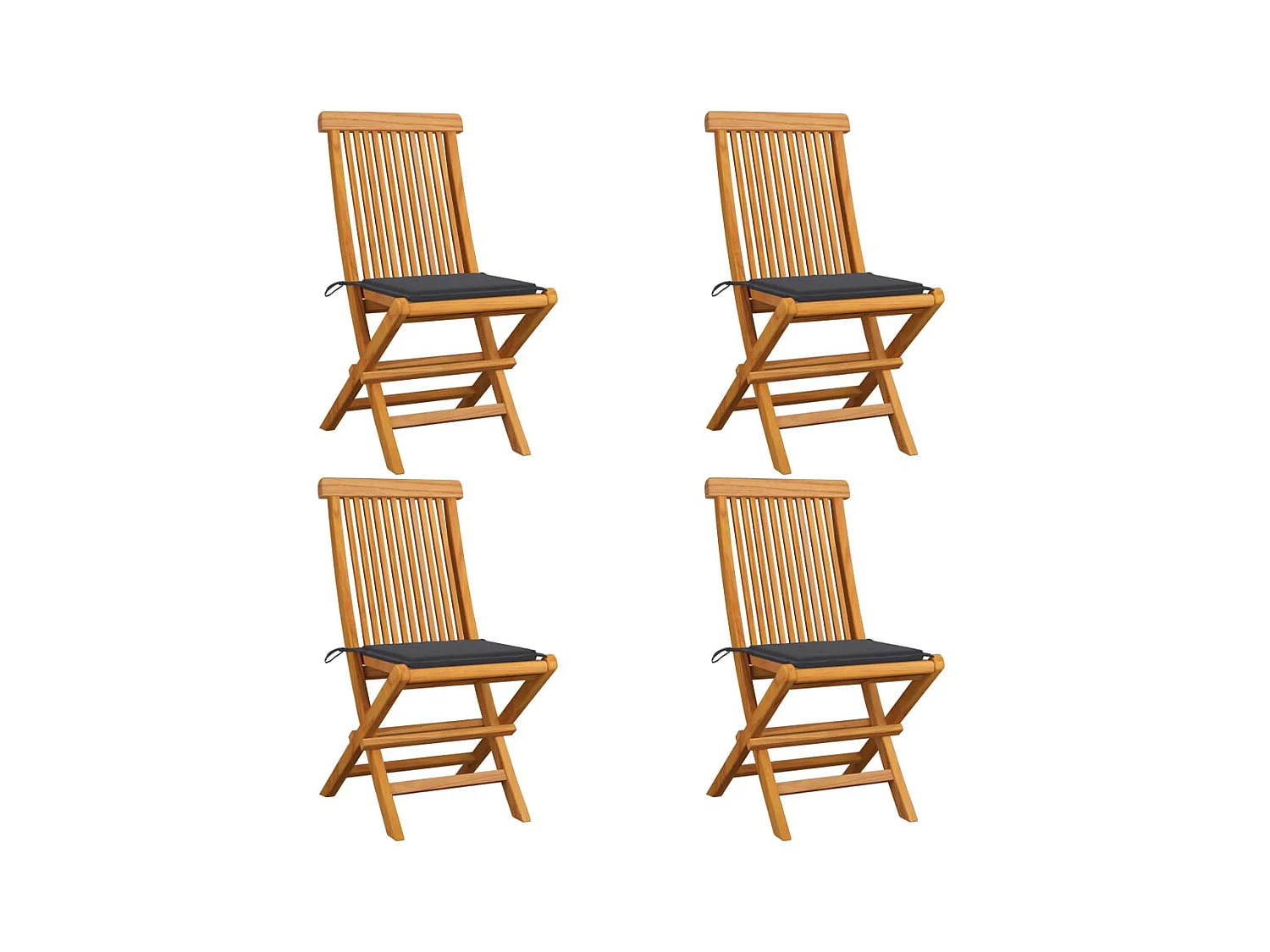 Chaises de jardin avec coussins anthracite 4 pcs Bois de teck SEF37237