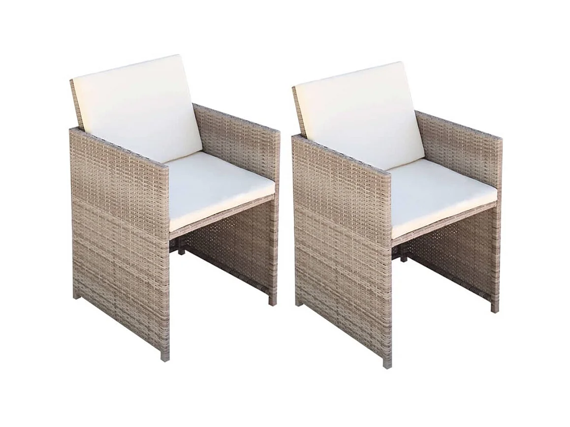 Chaises de jardin 2 pcs avec coussins Résine tressée Beige SEF54322