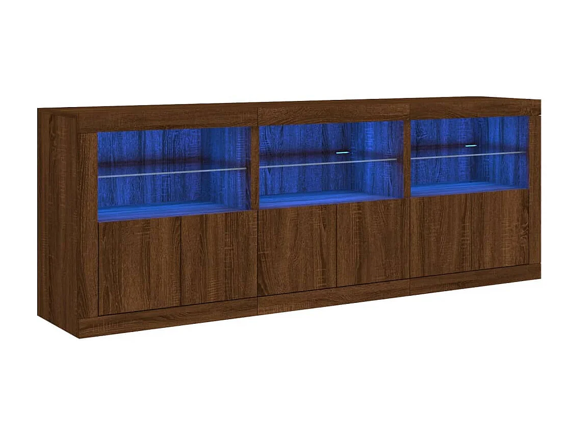 Sideboard Braun Anrichte mit LED-Leuchten Eichen-Optik 181,5x37x67 cm -RM34246
