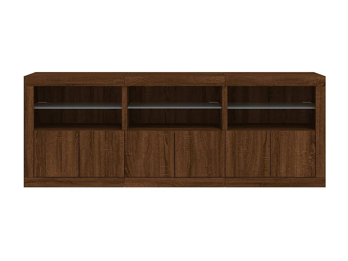 Sideboard Braun Anrichte mit LED-Leuchten Eichen-Optik 181,5x37x67 cm -RM34246