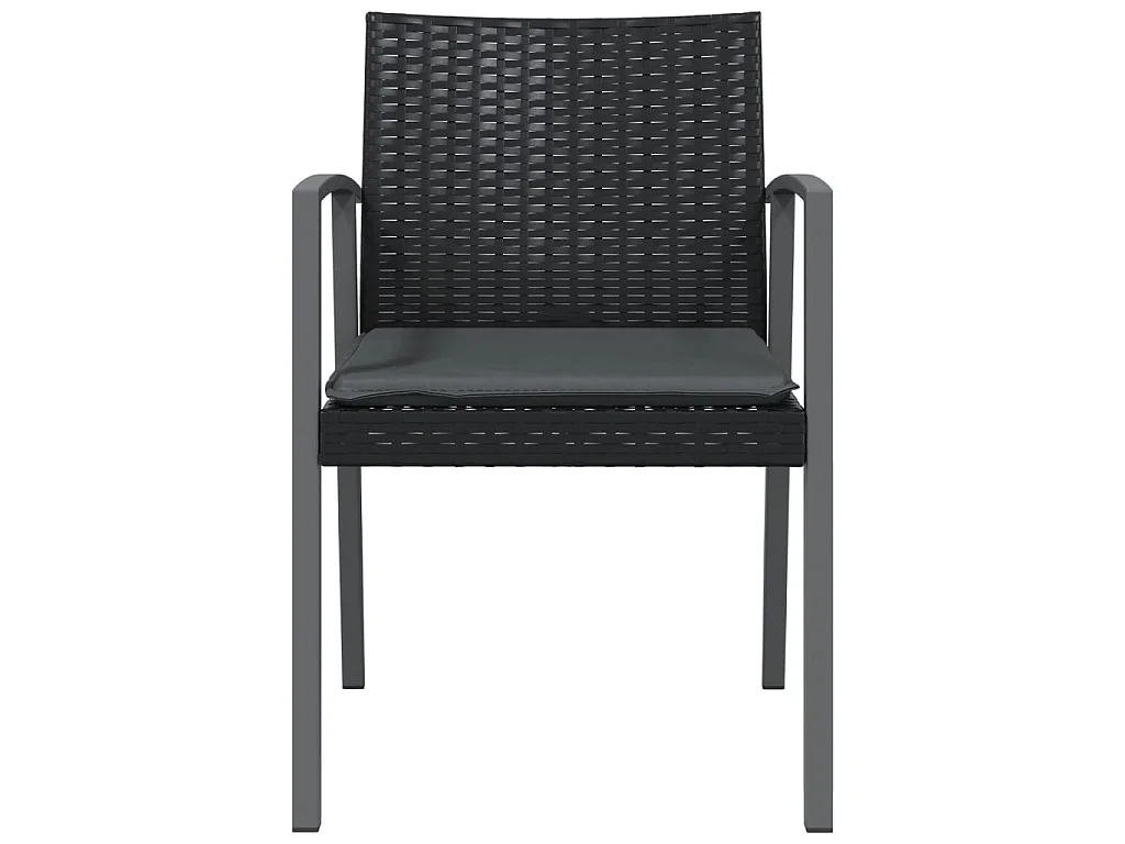 Chaises de jardin et coussins lot de 4 noir 56,5x57x83 cm rotin SEF10623