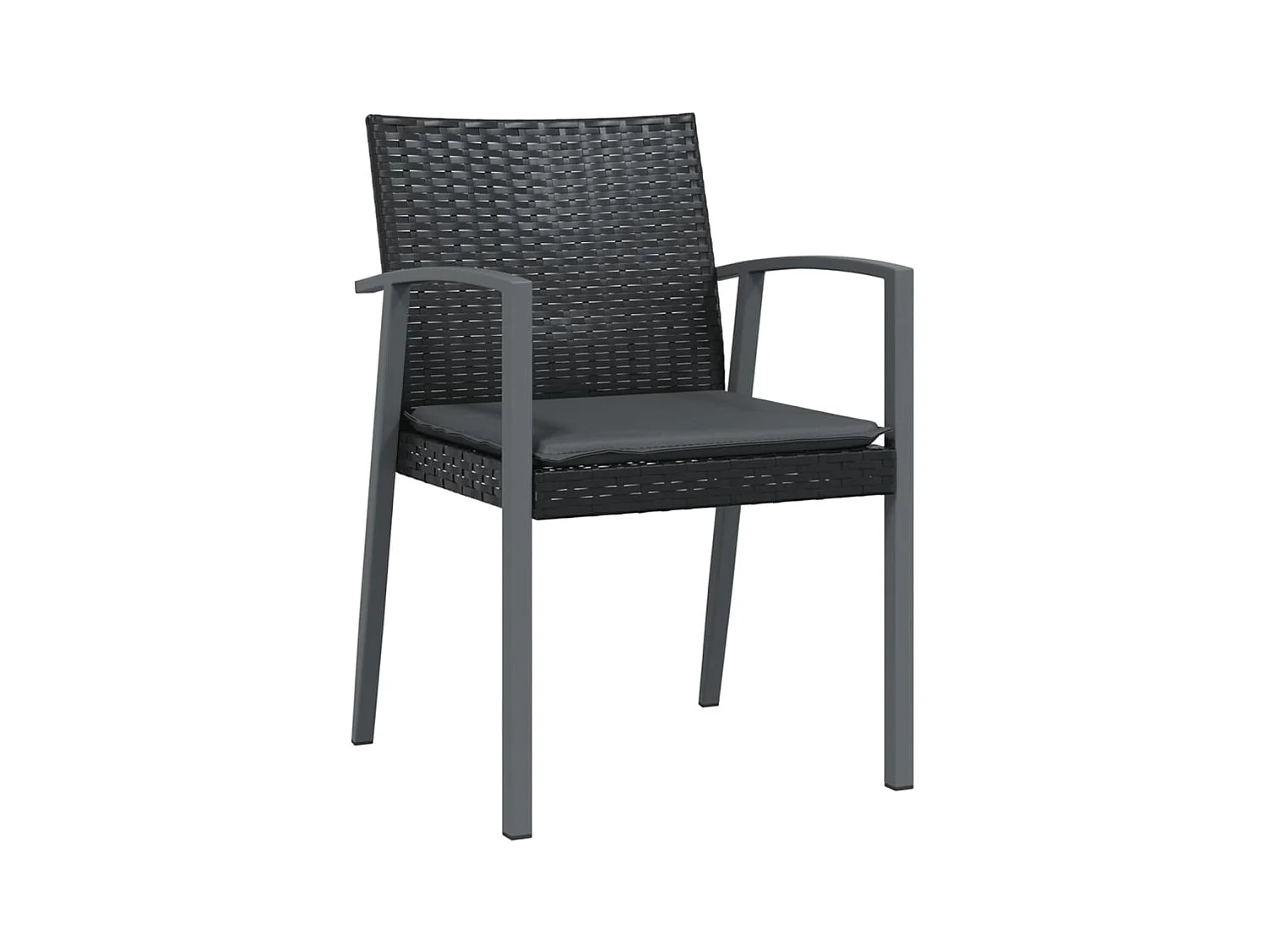 Chaises de jardin et coussins lot de 4 noir 56,5x57x83 cm rotin SEF10623