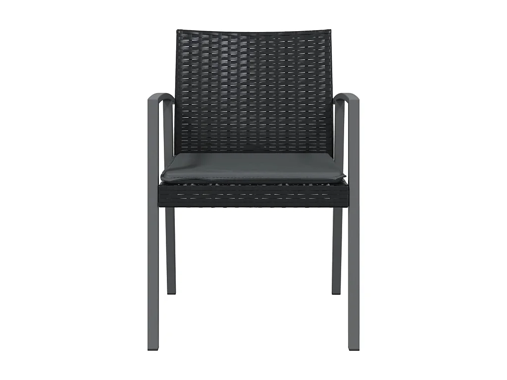 Chaises de jardin et coussins lot de 4 noir 56,5x57x83 cm rotin SEF10623