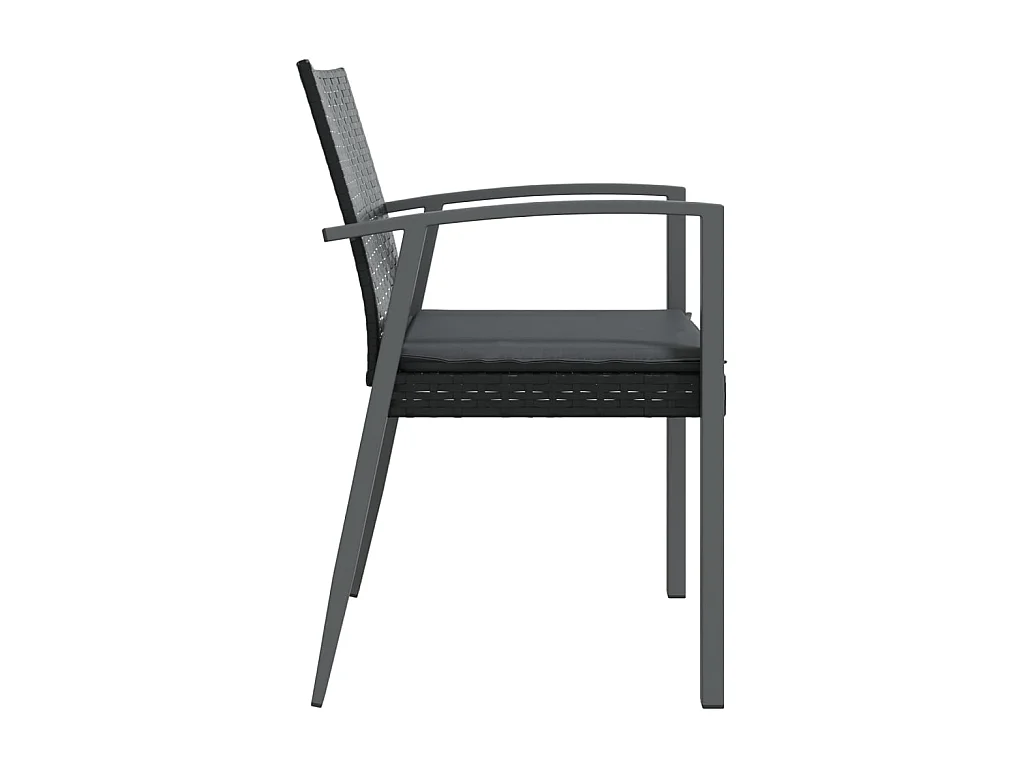 Chaises de jardin et coussins lot de 4 noir 56,5x57x83 cm rotin SEF10623