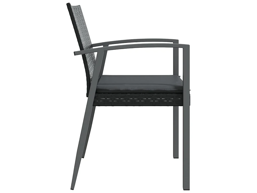 Tuinstoelen 4 st met kussens 56,5x57x83 cm poly rattan zwart NL65845