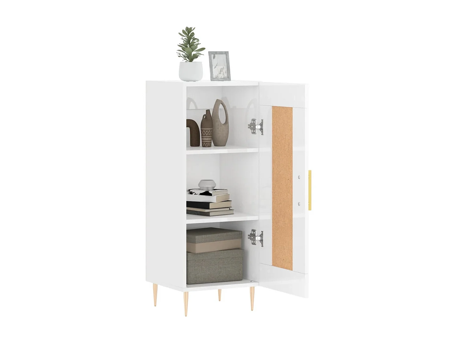 Sideboard Lowboard - Hochglanz-Weiß 34,5x34x90 cm Holzwerkstoff -RM43327