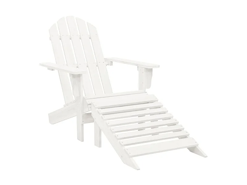 Chaise de jardin avec pouf Bois Blanc SEF60235