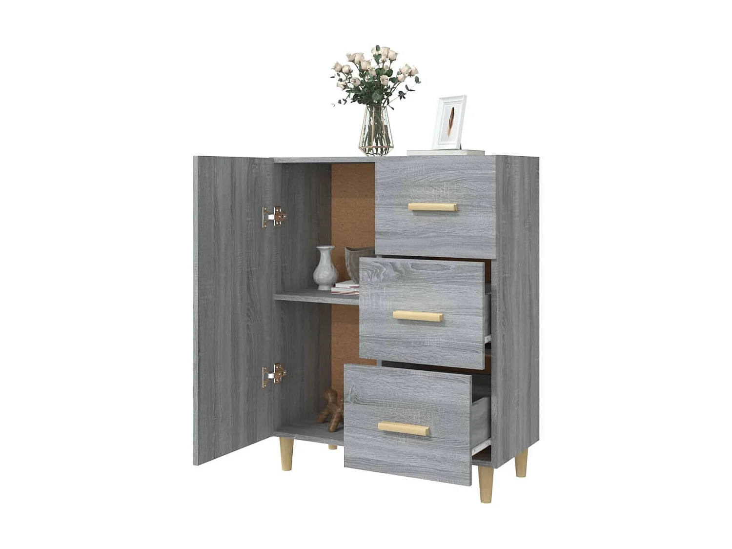Sideboard Grau Sonoma - Lowboard 69,5x34x90 cm Holzwerkstoff -RM10299