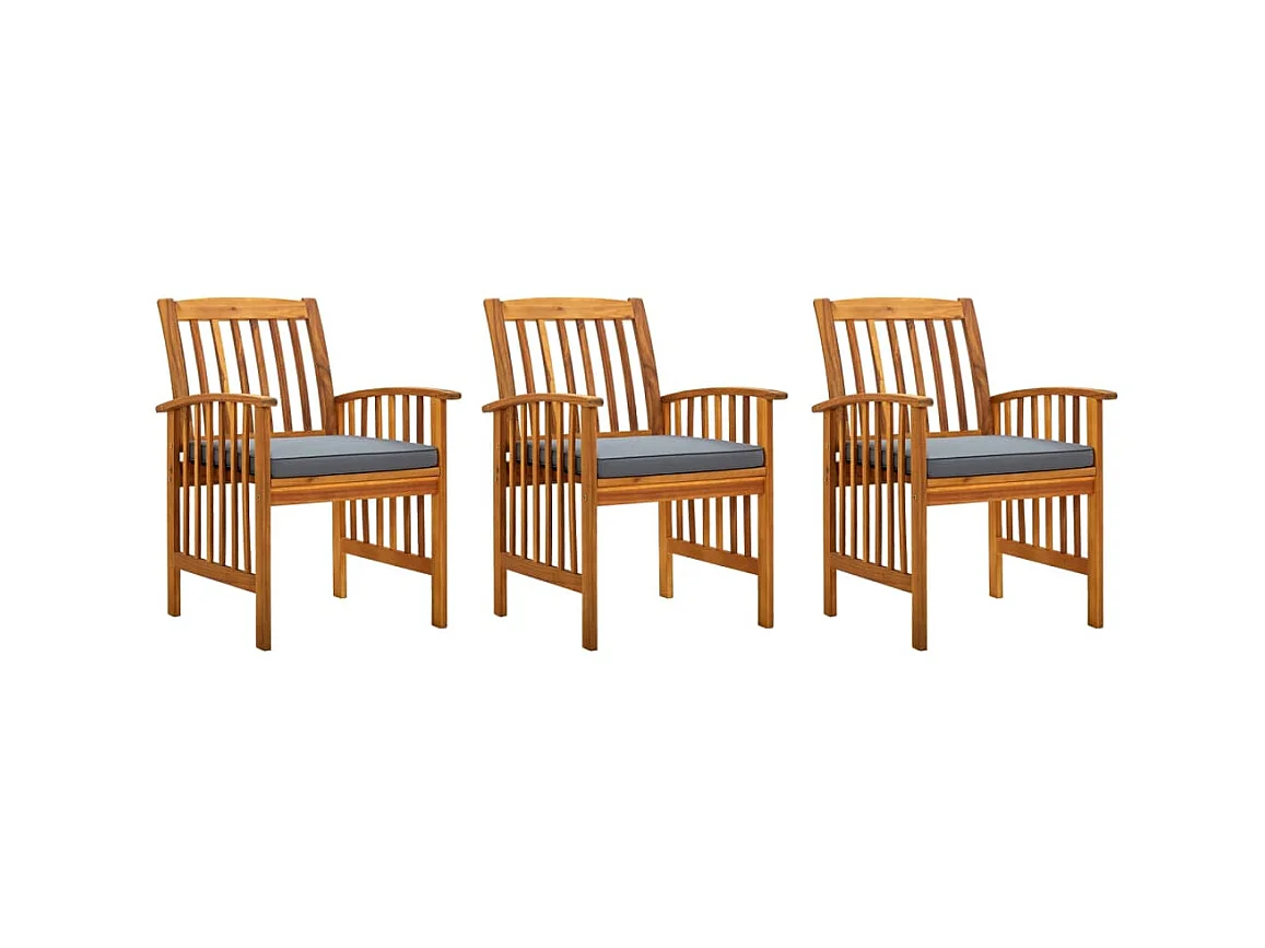 Chaises à dîner de jardin 3pcs et coussins Bois d'acacia massif SEF24639