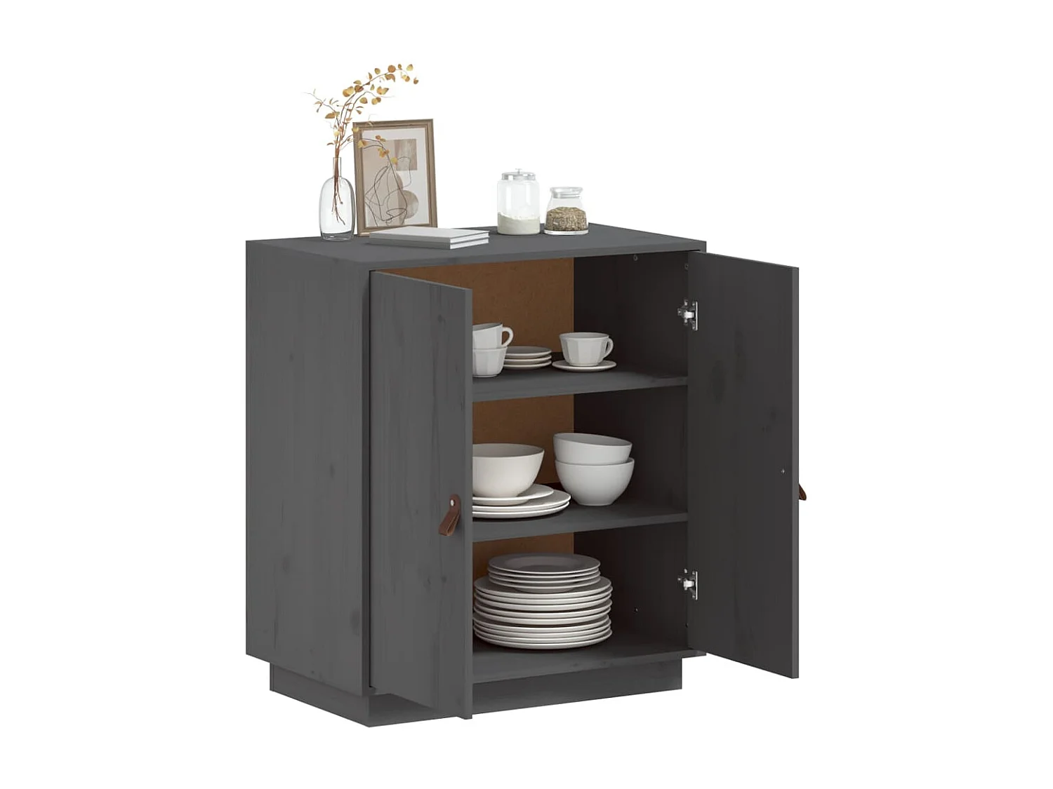 Sideboard Grau - Lowboard 65,5x40x75 cm Massivholz Kiefer -RM69791