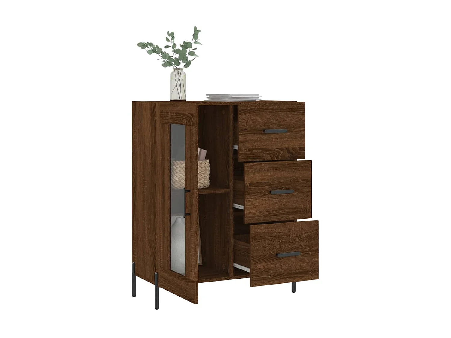Sideboard Lowboard - Braun Eichen-Optik 69,5x34x90 cm Holzwerkstoff -RM29756
