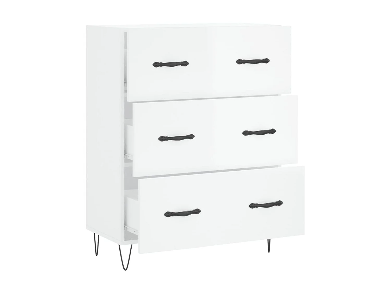 Sideboard Lowboard - Hochglanz-Weiß 69,5x34x90 cm Holzwerkstoff -RM37104