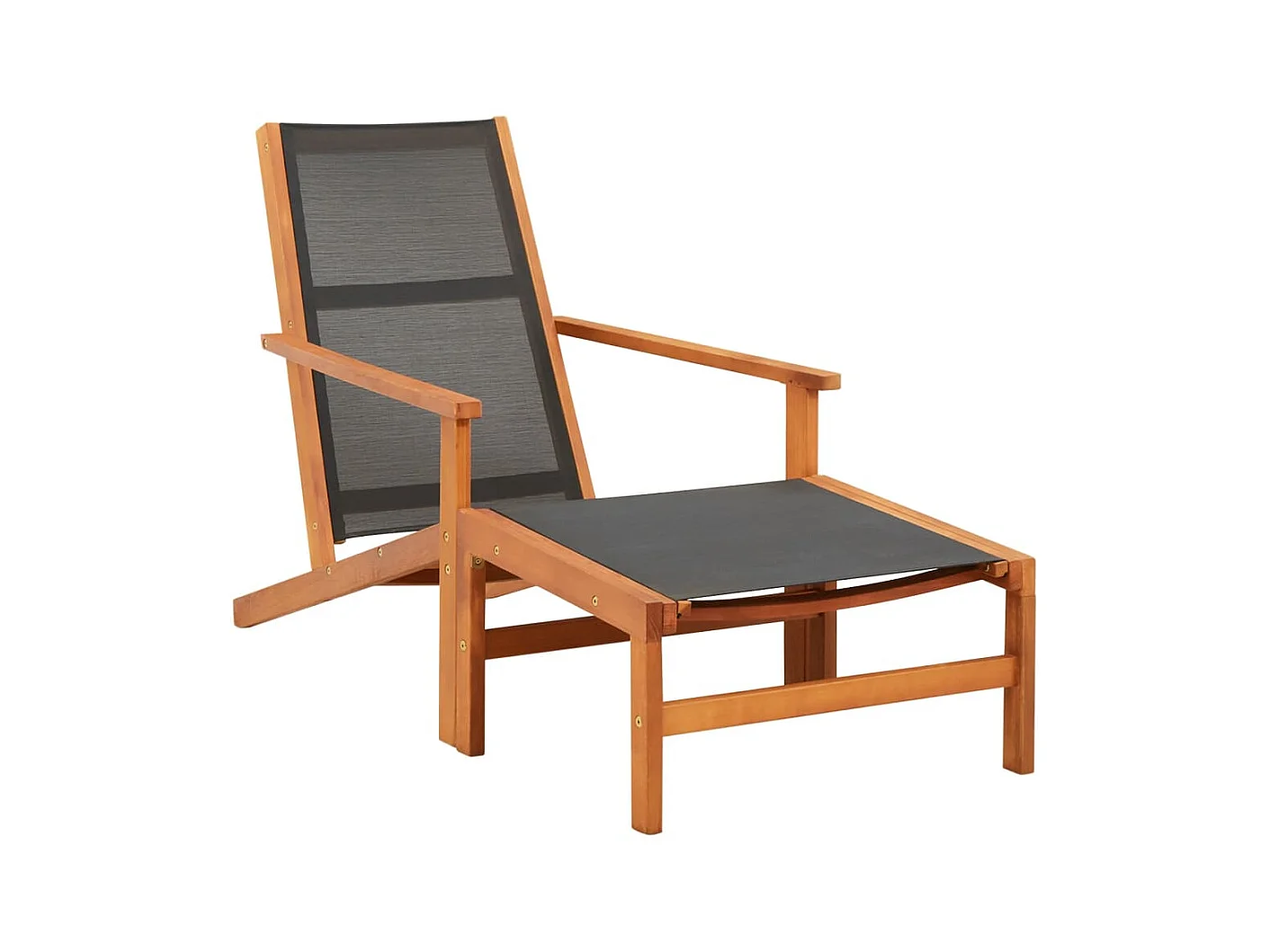 Chaise de jardin et repose-pied Eucalyptus solide et textilène SEF87461