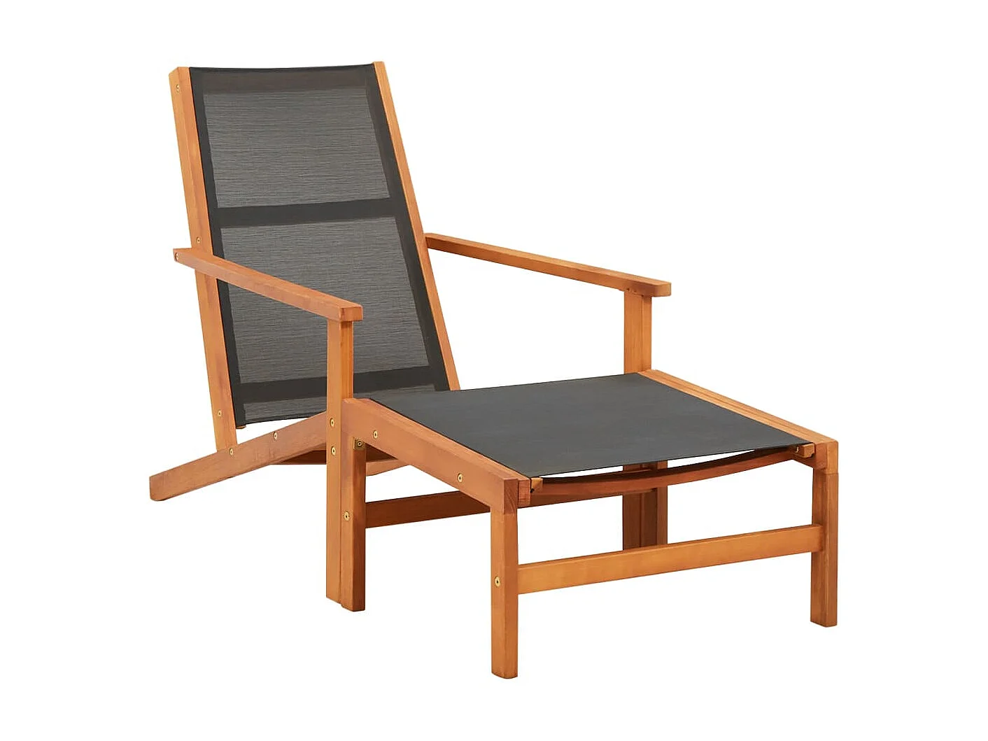 Chaise de jardin et repose-pied Eucalyptus solide et textilène SEF87461