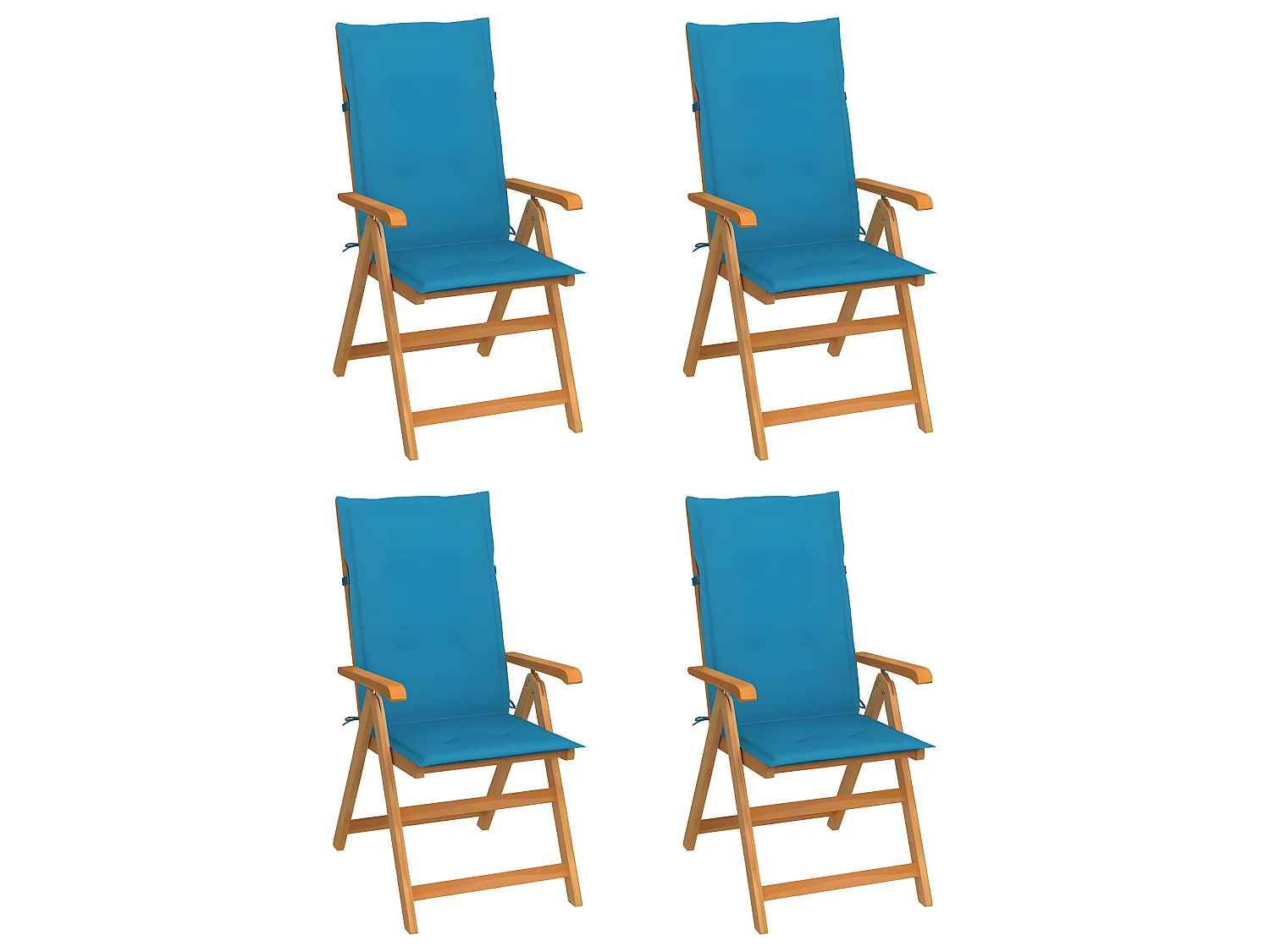 Chaises de jardin 4 pcs avec coussins bleu Bois de teck SEF46075