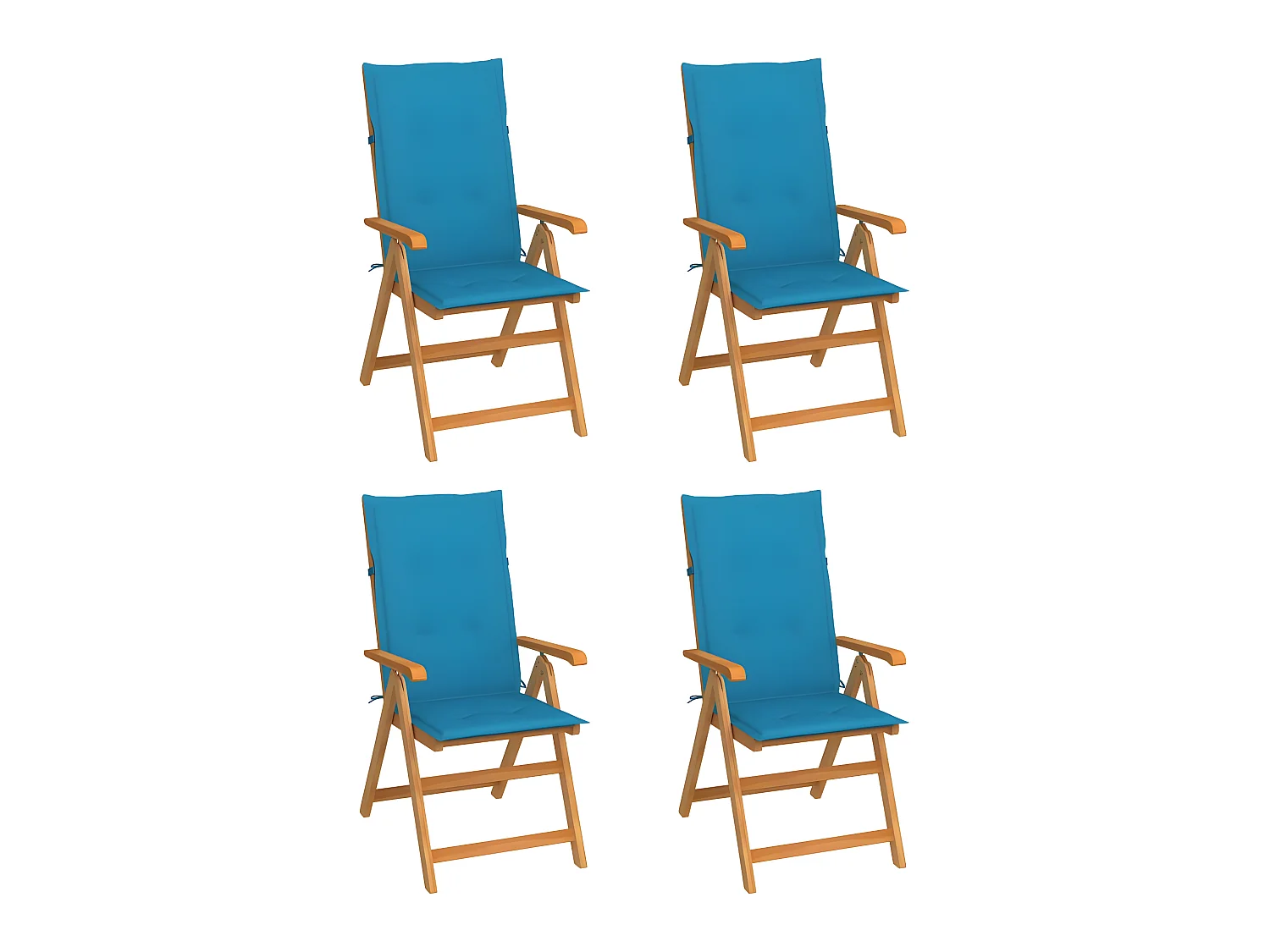 Chaises de jardin 4 pcs avec coussins bleu Bois de teck SEF46075
