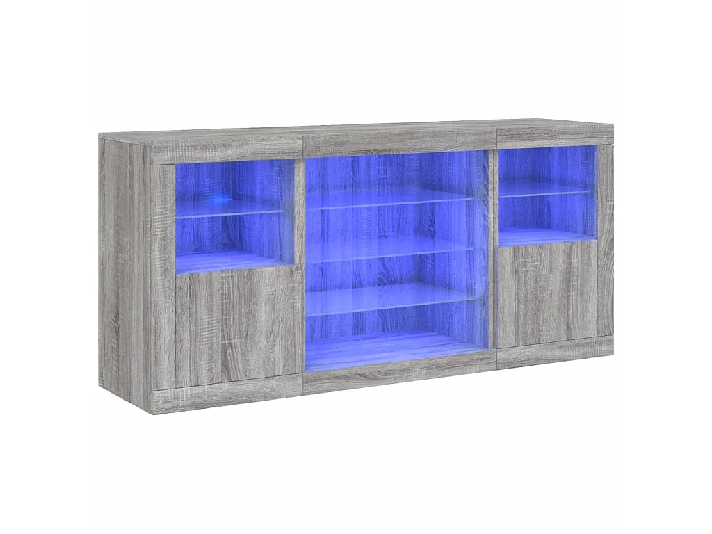 Sideboard Grau Anrichte mit LED-Leuchten Sonoma 142,5x37x67 cm -RM84946