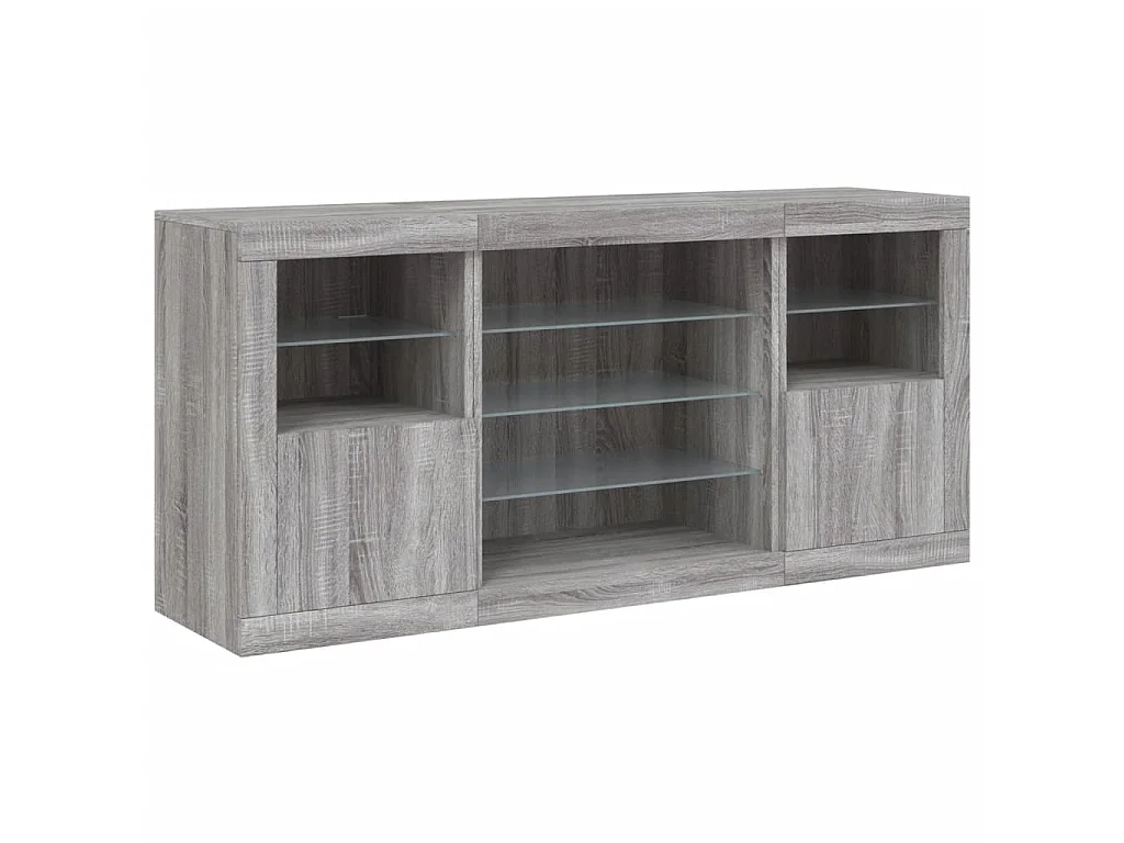 Sideboard Grau Anrichte mit LED-Leuchten Sonoma 142,5x37x67 cm -RM84946