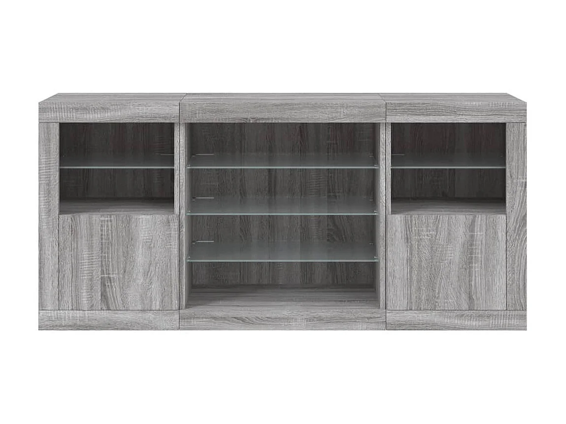 Sideboard Grau Anrichte mit LED-Leuchten Sonoma 142,5x37x67 cm -RM84946
