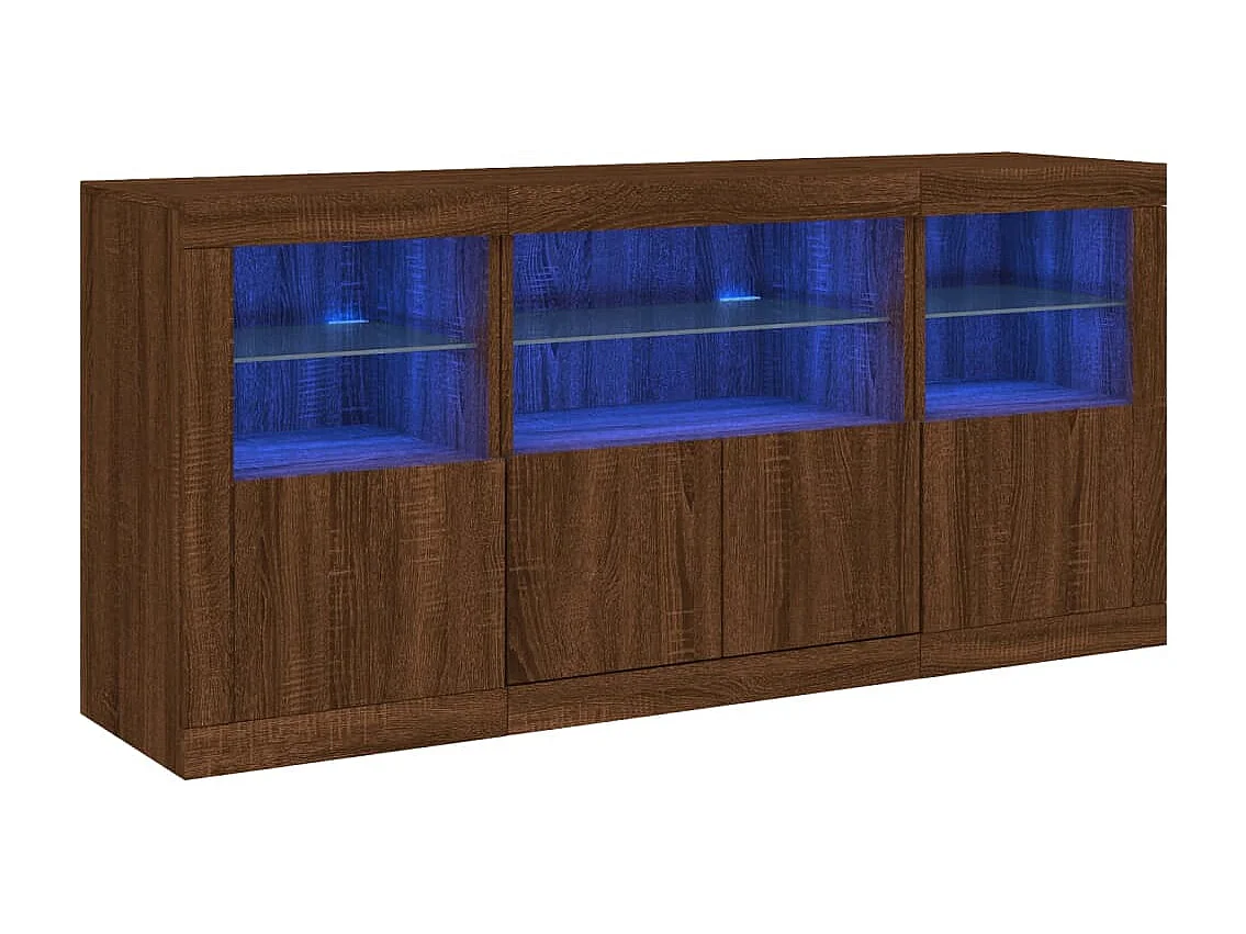 Sideboard Braun Anrichte mit LED-Leuchten Eichen-Optik 142,5x37x67 cm -RM97429