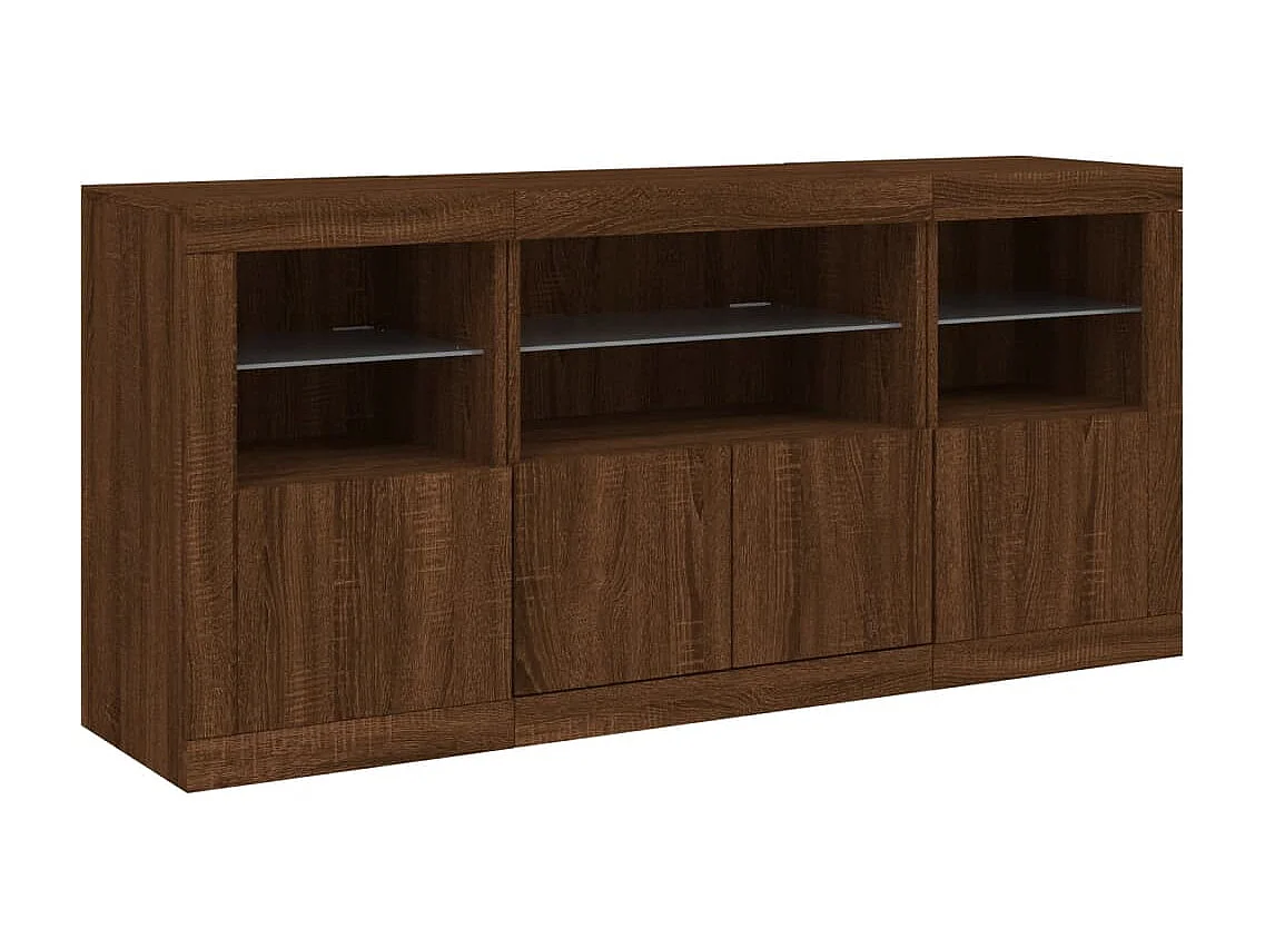 Sideboard Braun Anrichte mit LED-Leuchten Eichen-Optik 142,5x37x67 cm -RM97429