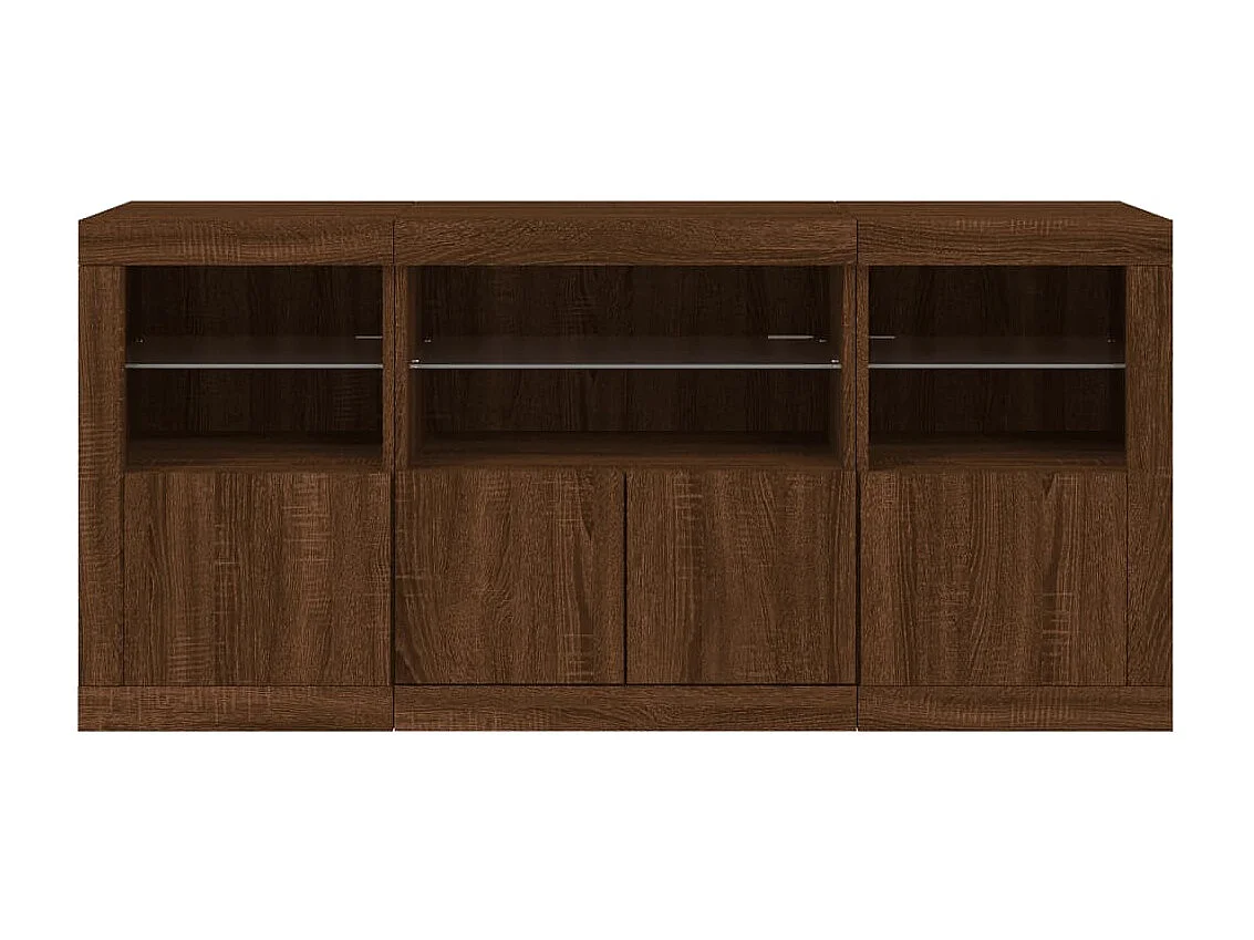 Sideboard Braun Anrichte mit LED-Leuchten Eichen-Optik 142,5x37x67 cm -RM97429