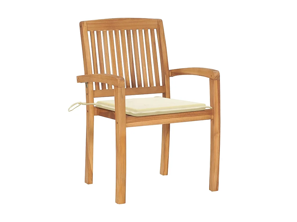 Chaises de jardin 2 pcs avec coussins crème Bois de teck massif SEF10476