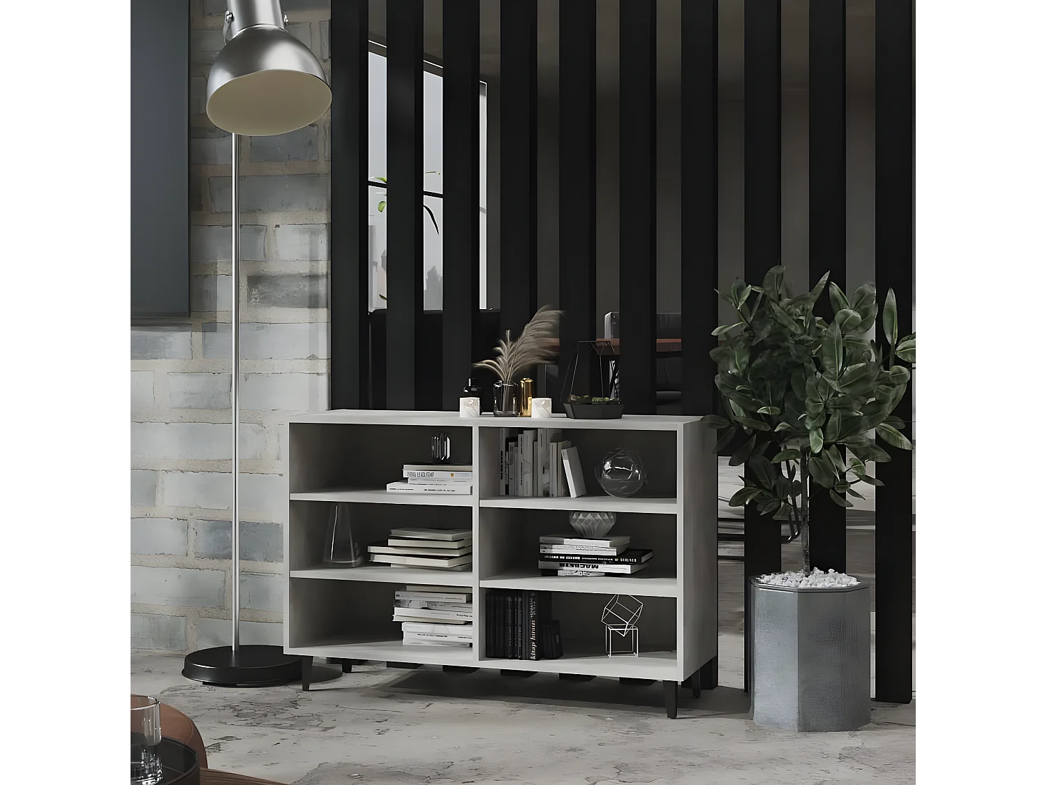 Sideboard Lowboard - Betongrau 103,5x35x70 cm Holzwerkstoff -RM60008