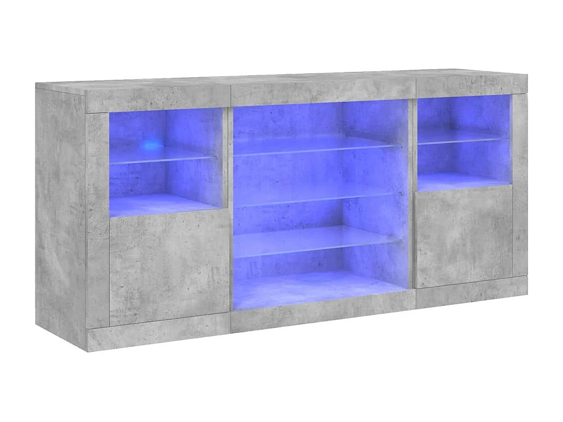 Sideboard mit LED-Leuchten - Anrichte Betongrau 142,5x37x67 cm -RM78254