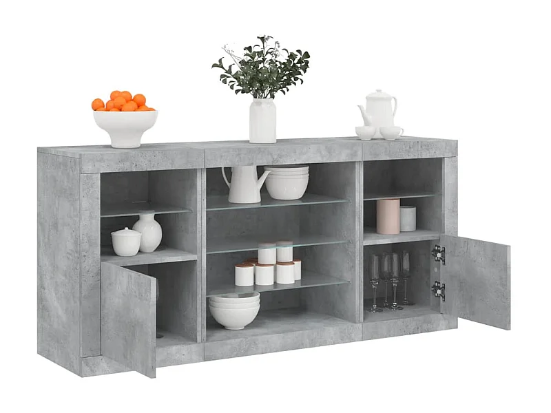 Sideboard mit LED-Leuchten - Anrichte Betongrau 142,5x37x67 cm -RM78254