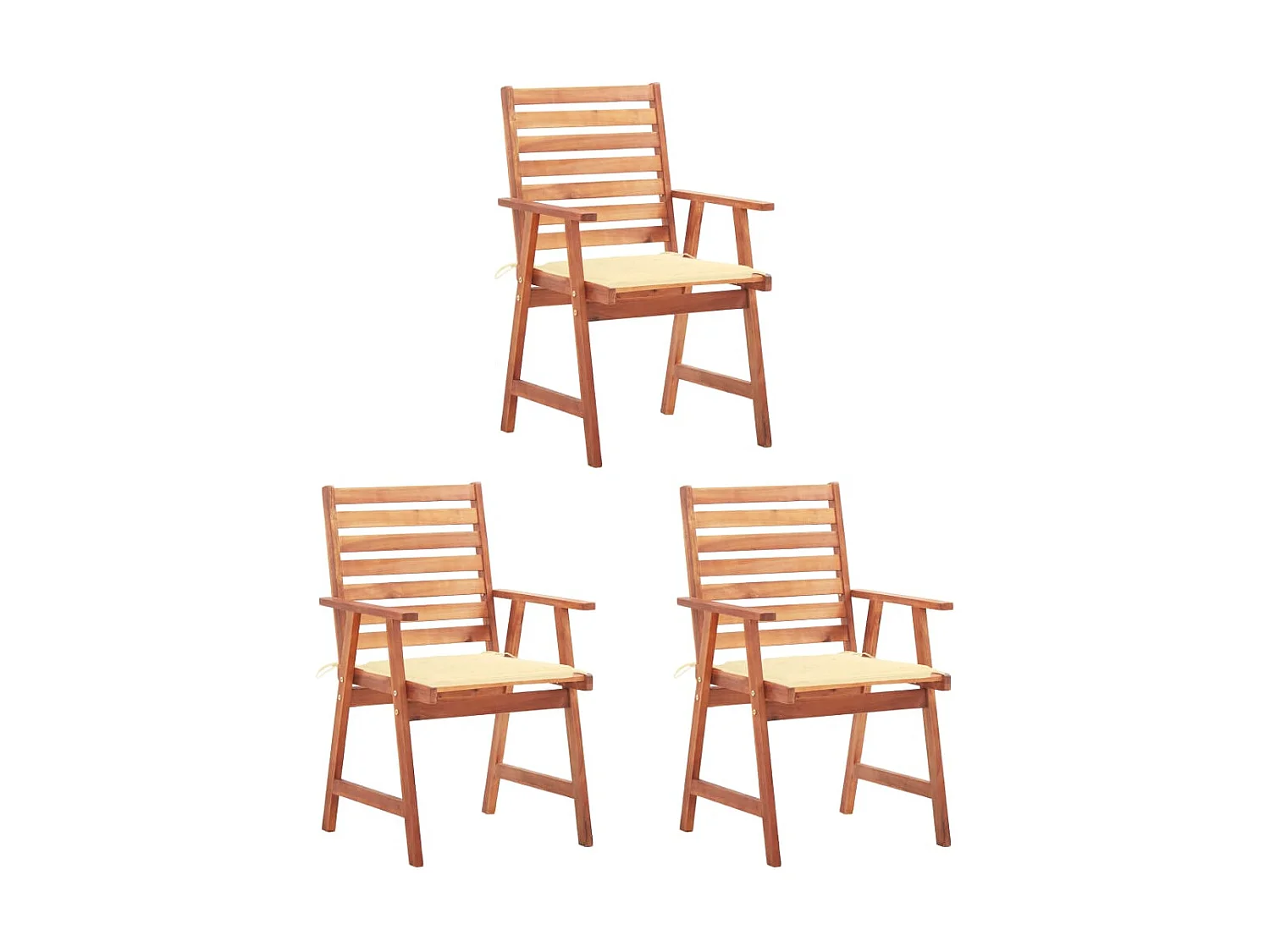 Sillas comedor de jardín 3 uds madera maciza acacia y cojines ES54818