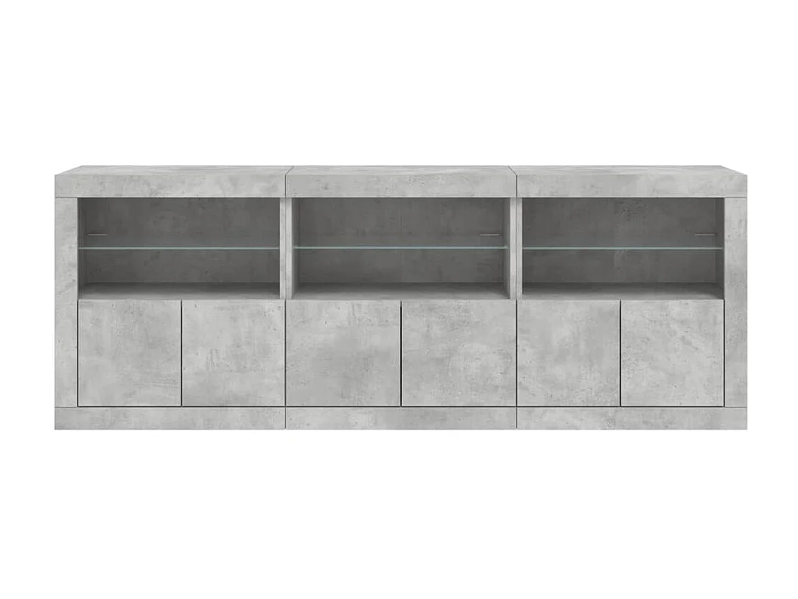 Sideboard mit LED-Leuchten - Anrichte Betongrau 181,5x37x67 cm -RM99114