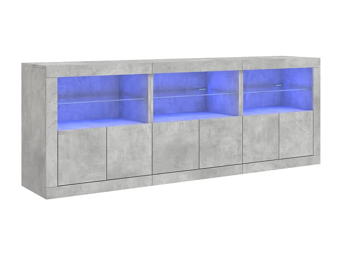 Sideboard mit LED-Leuchten - Anrichte Betongrau 181,5x37x67 cm -RM99114