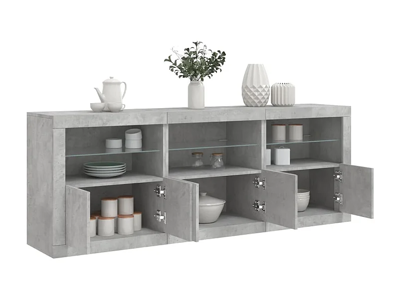 Sideboard mit LED-Leuchten - Anrichte Betongrau 181,5x37x67 cm -RM99114